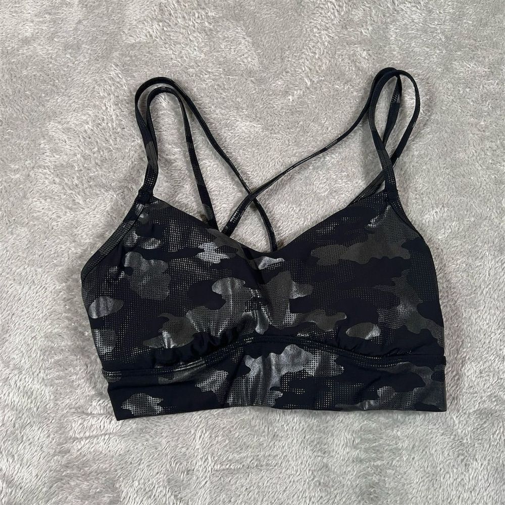 All In Motion Women's Medium Black Camo Strappy Sports Bra Activewear